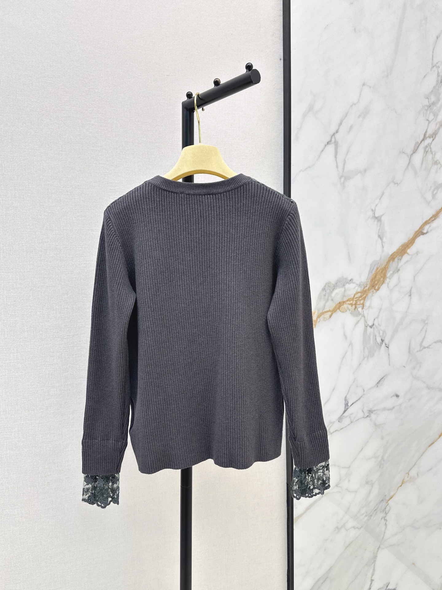 Miu New Embroidered Lace Patchwork Sweater
