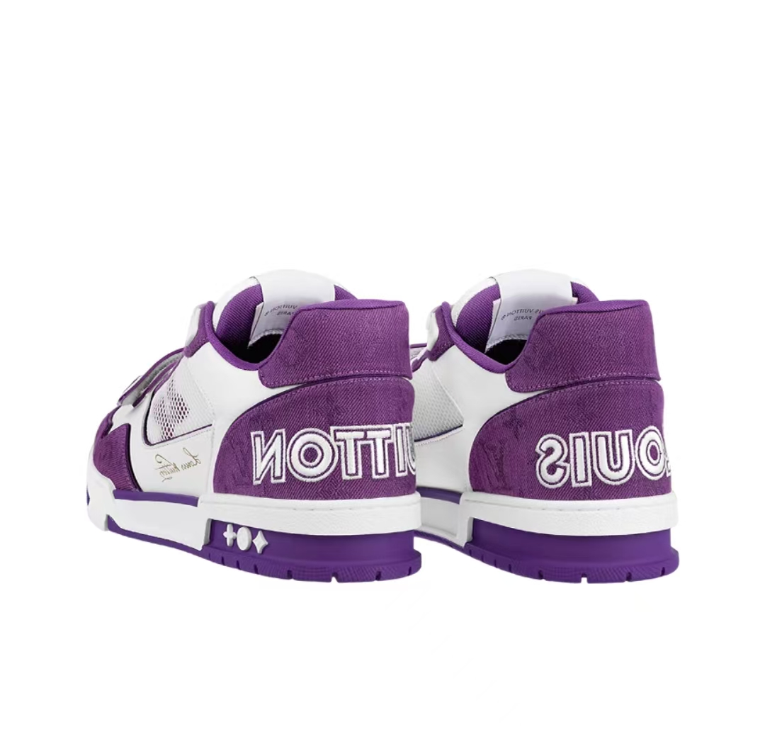 Pkkicks God Batch LOUIS VUITTON Trainer Monogram Strap White Purple