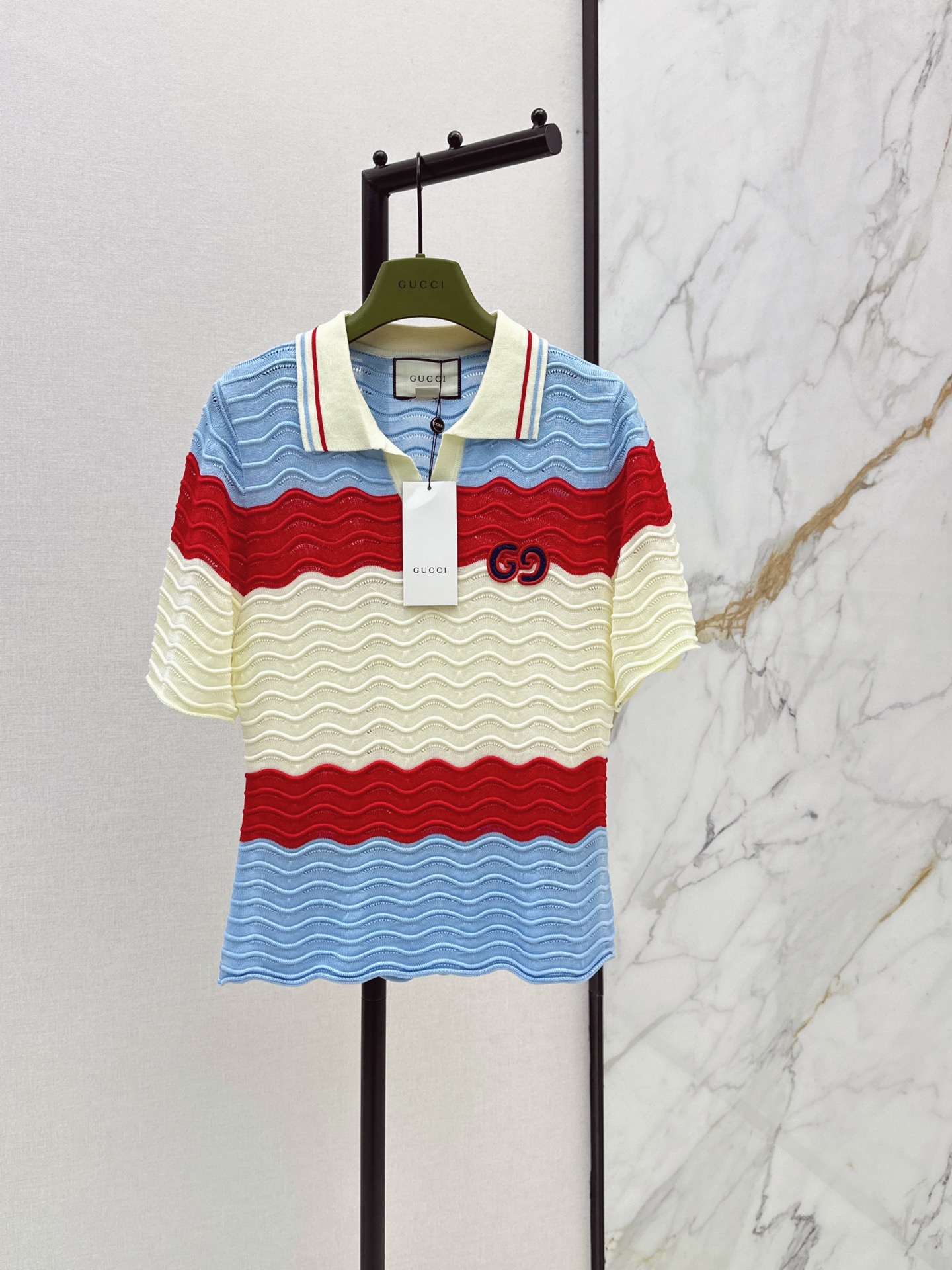 Guc New Striped Knit Polo Shirt