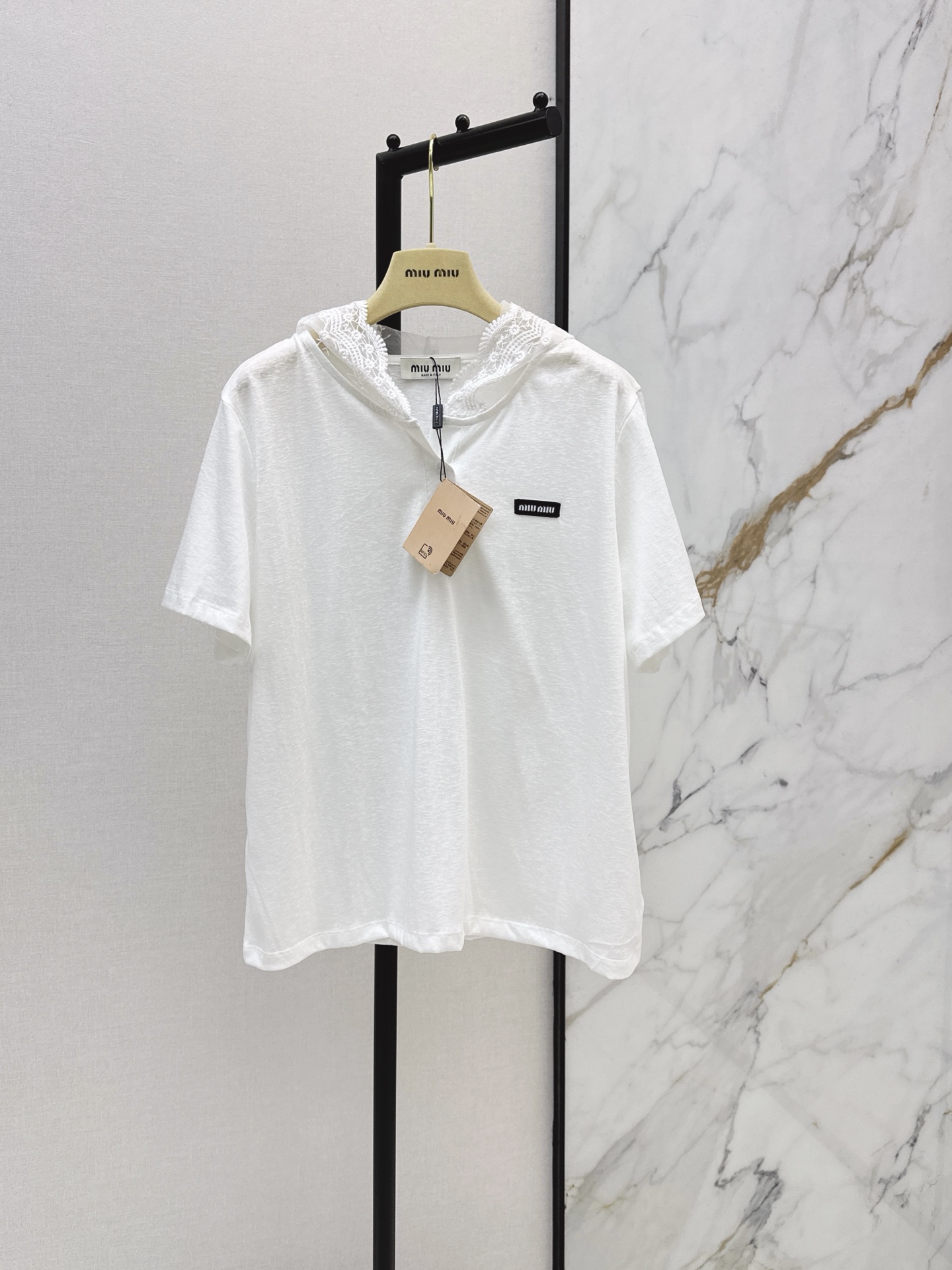 Miu New Lace Hooded T-shirt