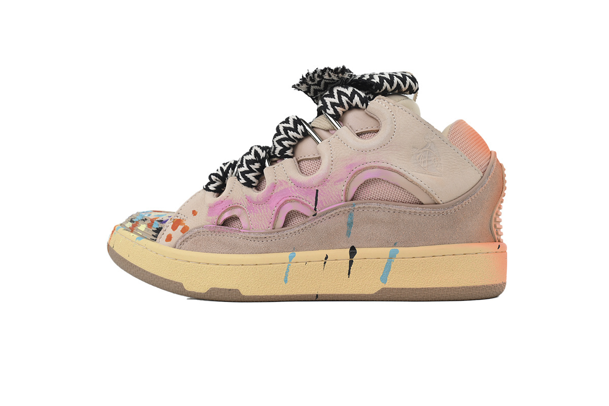 Lanvin Leather Curb x Gallery Dept Sneakers Paint Drip Pale Pink