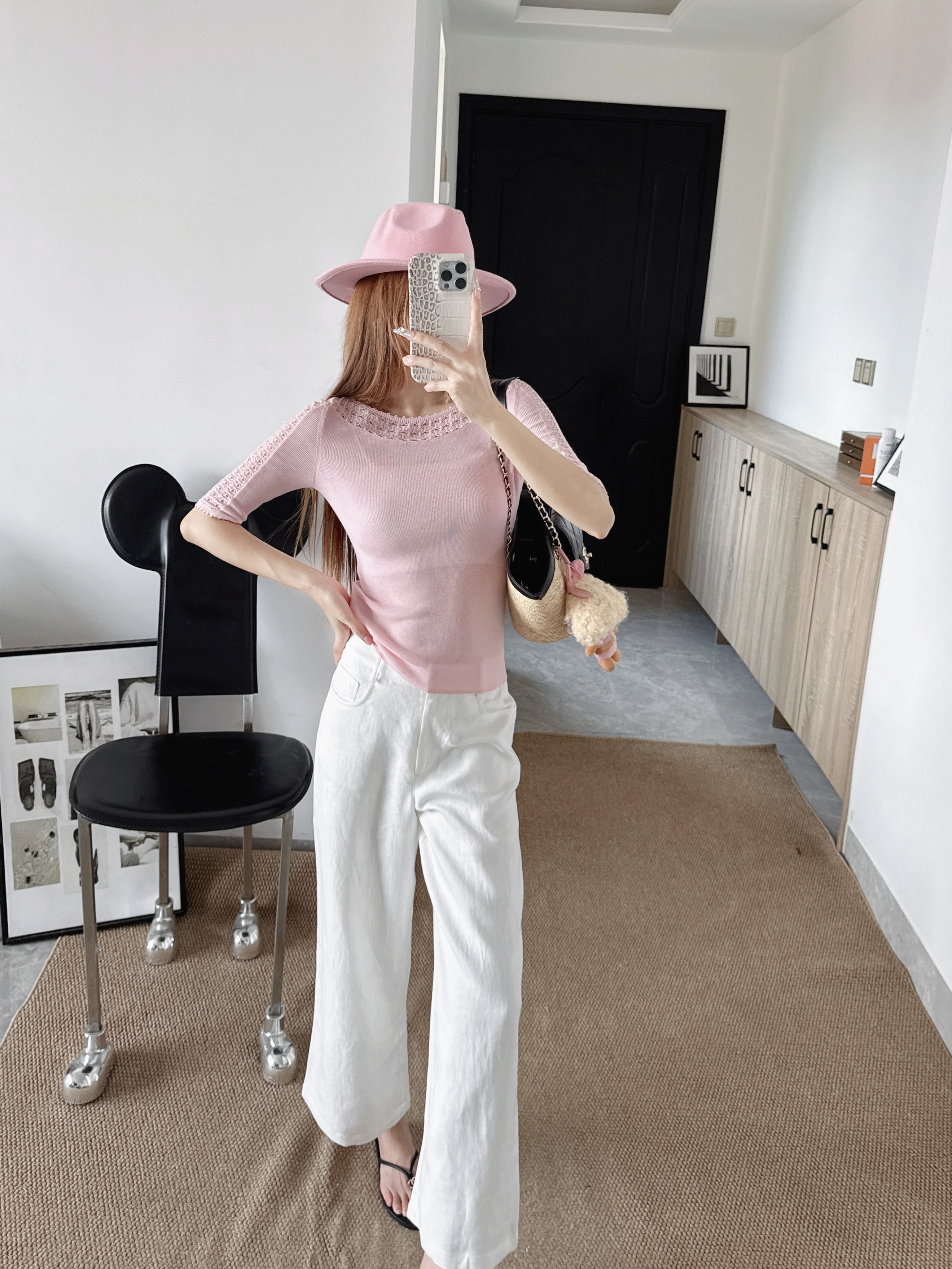 Miu New  Hollow-out spliced knitwear