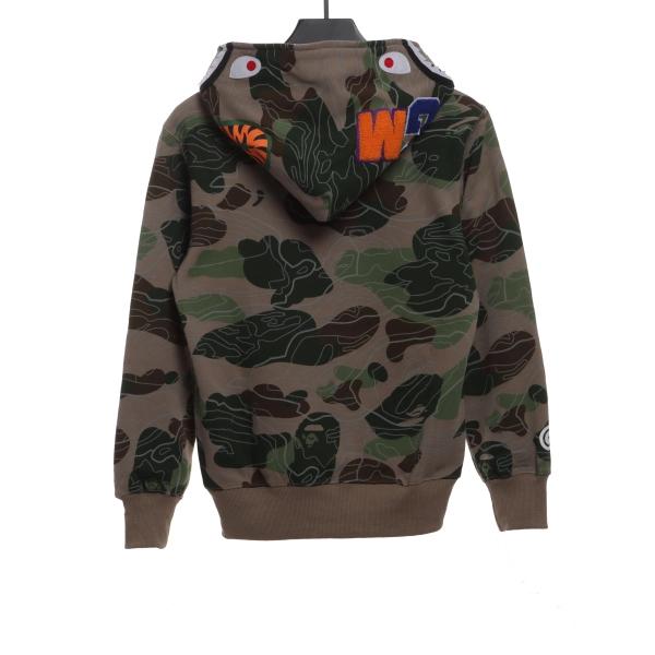 BAPE Overlay Camouflage Shark Zip Hoodie Green