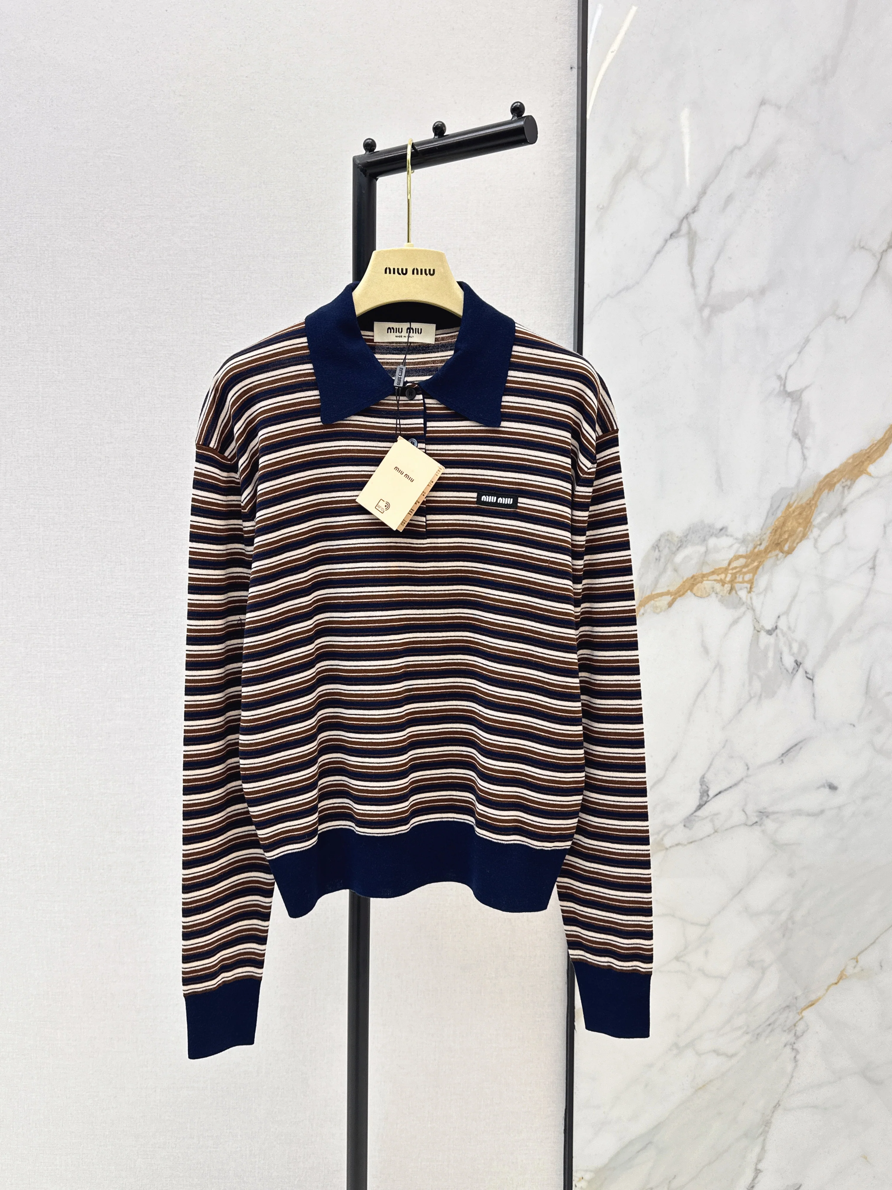 Miu NEW stripe polo sweater