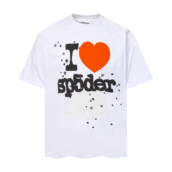 Sp5der T-Shirt T001 white  orange heart