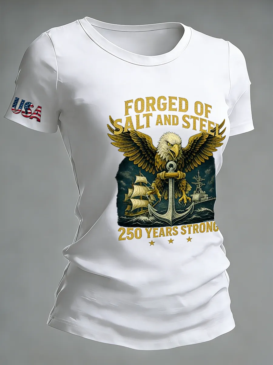 US Navy Patriotic Eagle Anchor 250th Anniversary Short Sleeve Tee