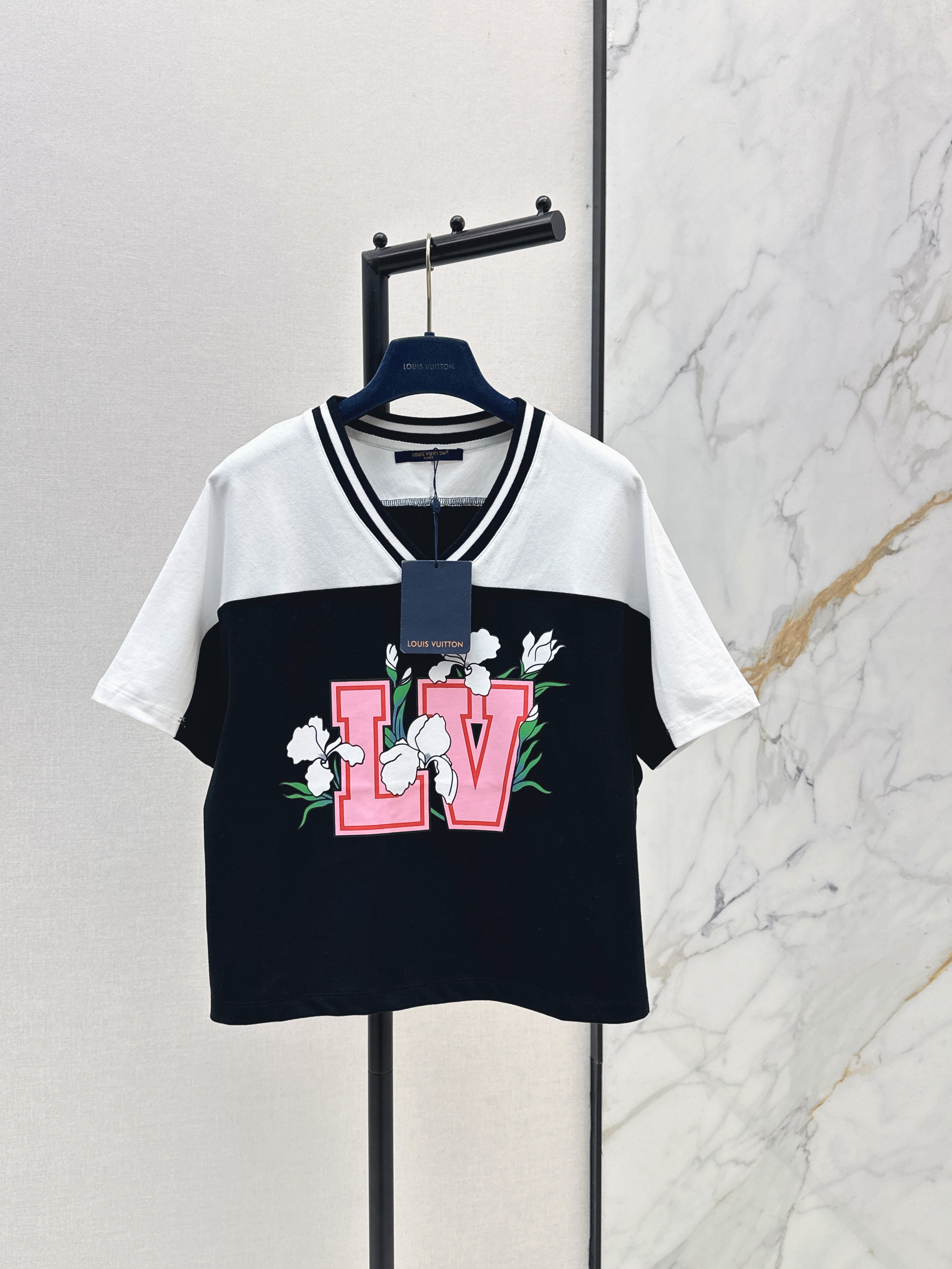 Louis New Spliced Color-Block V-Neck T-Shirt