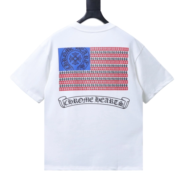 Chrome Hearts Flag Print Short-Sleeve T-Shirt  white