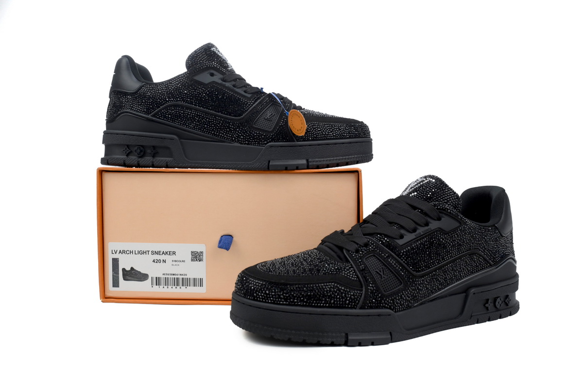 Pkkicks God Batch Louis Vuitton Trainer 'Black Rhinestones' 1A815H