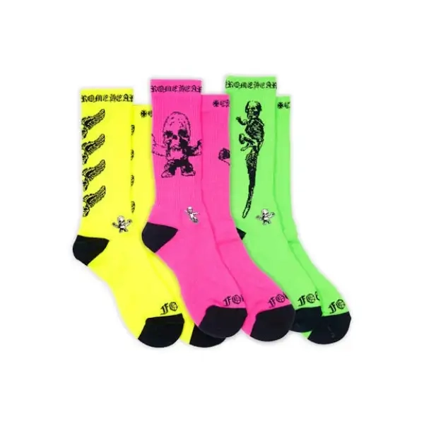 Chrome Hearts Foti Socks Neon Pink/Yellow/Green