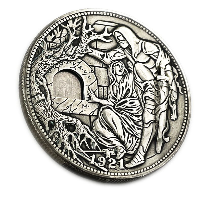 USA Movable Mechanical Coin Roman Booteen Hobo Nickel Morgan Dollar Holy Grail Wandering Removeable Sword Amazing Art Collectible Creative Gift Handmade Commemoration Coin