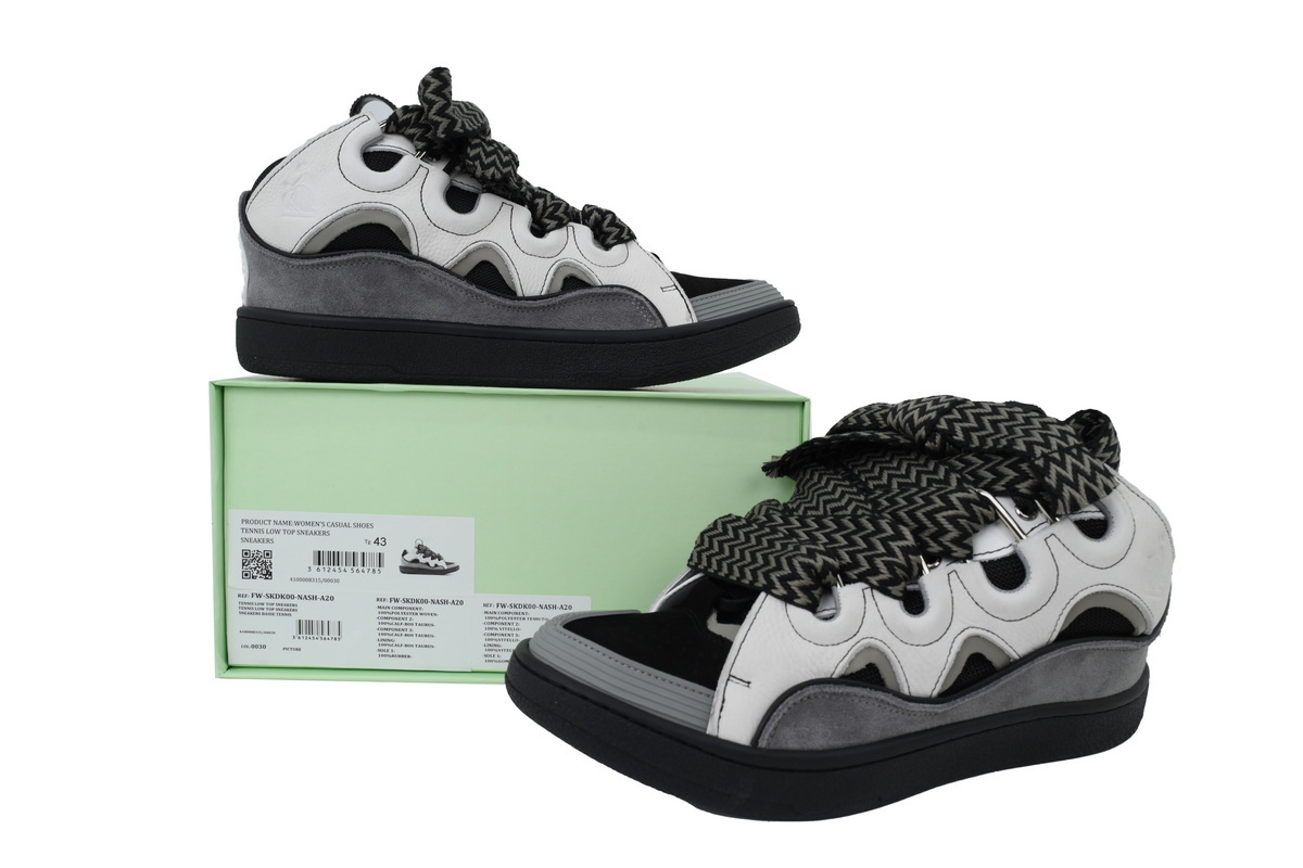 Lanvin Curb Sneakers Black White and Gray