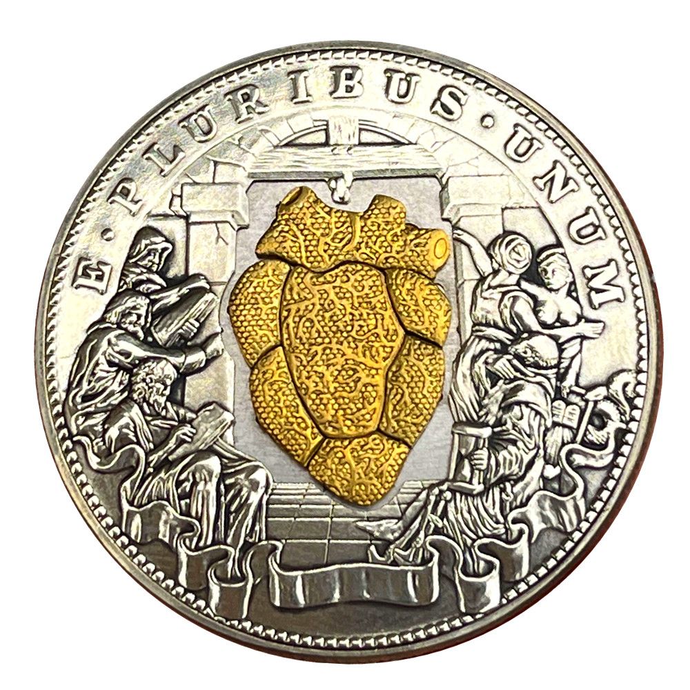 Movable Mechanical Coin Beating Heart Coin Roman Booteen Amazing Art Token Hobo Nickel Morgan Dollar Magic Collectible Creative Gift Handmade Commemorative Coin