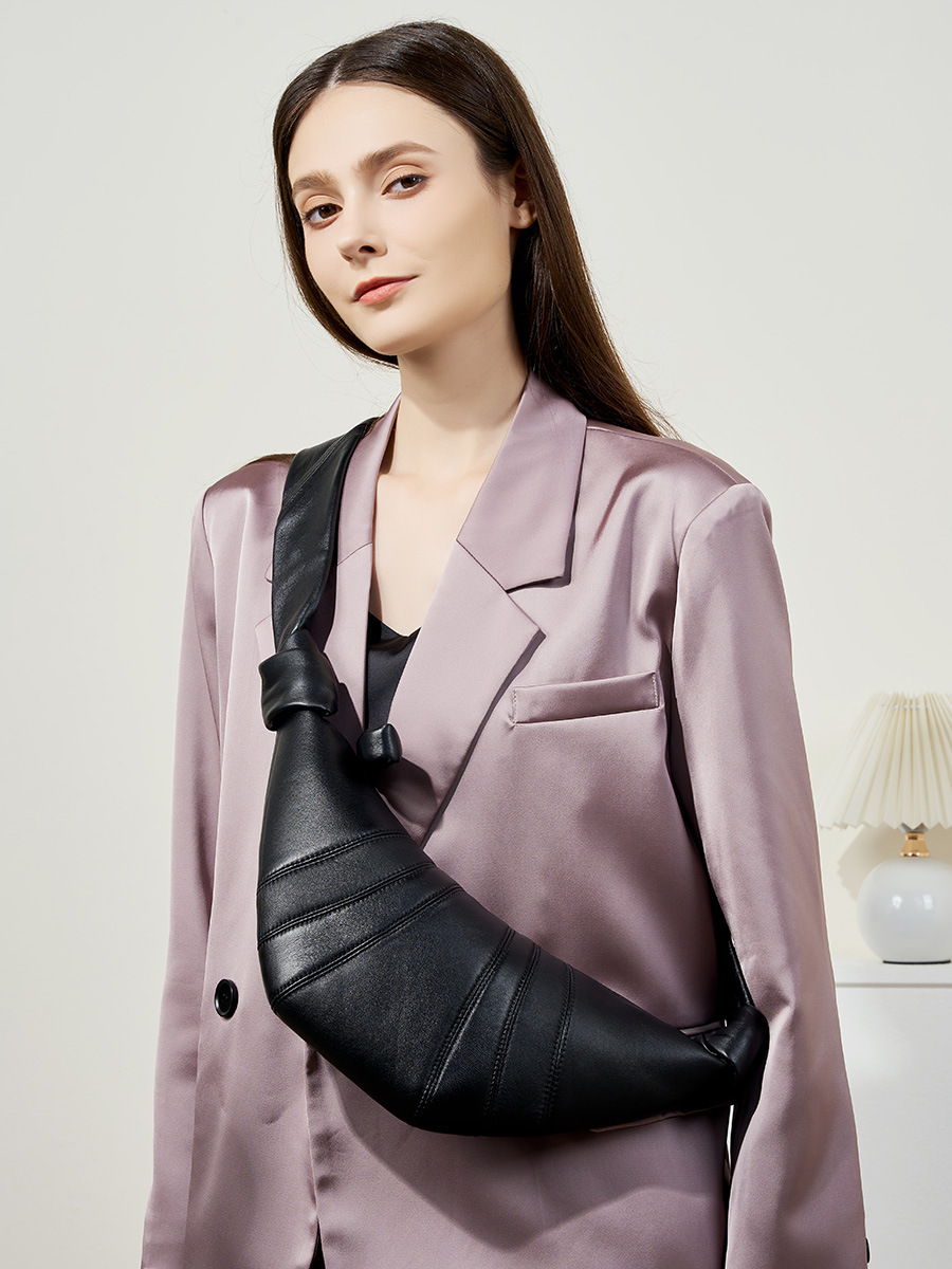 Quilted Leather Crescent Bag for Women