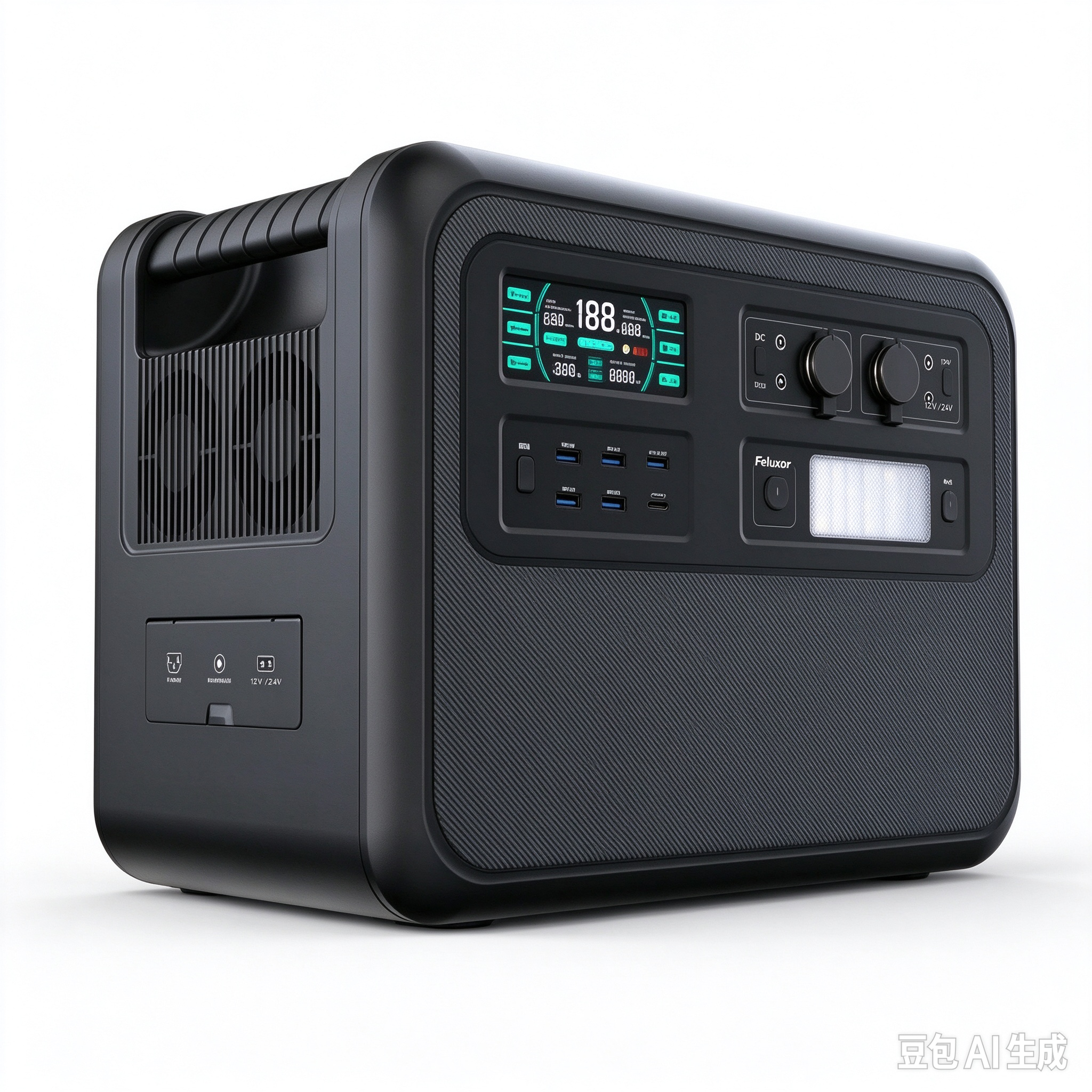 Feluxor QM2400W 2400W 2232Wh LiFePO4 portable power station, white background