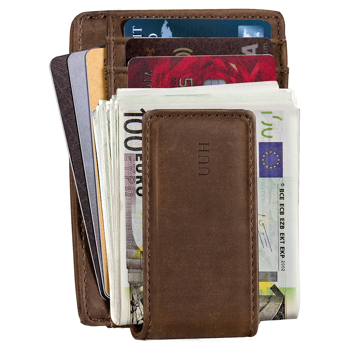UUH- Red Slim Wallet Mens Wallets with ID Window