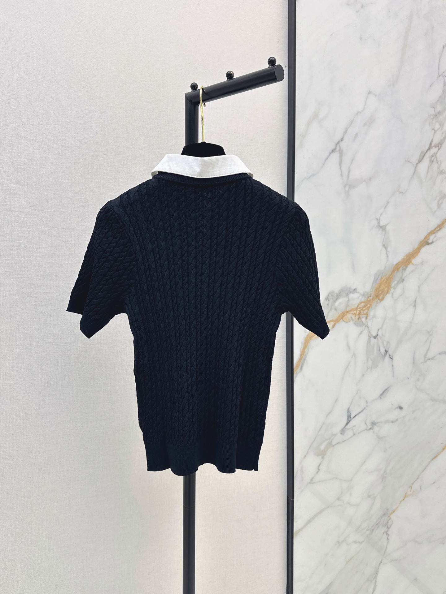 Chan New Color-block knitted short sleeve