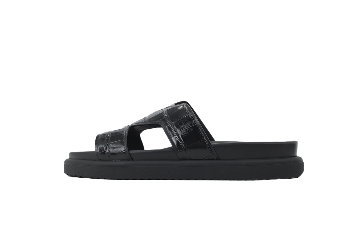 Pkkicks God Batch LOUIS VUITTON Oasis Mule Shoes Black Crocodile Leather