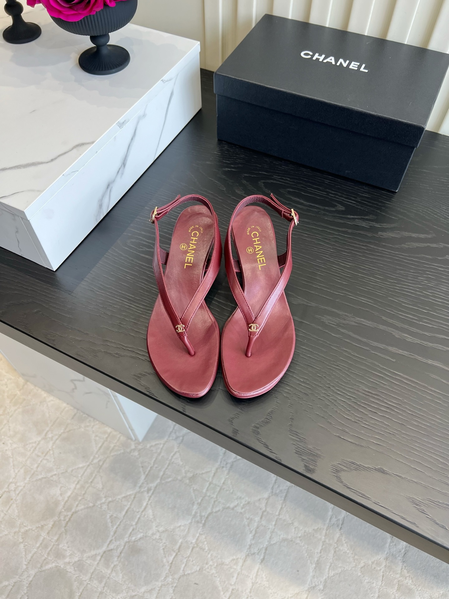 Chan NEW French slim heeled sandals with clipped toes