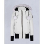 Moose Knuckles White Jacket White Wool Collar（NFC)