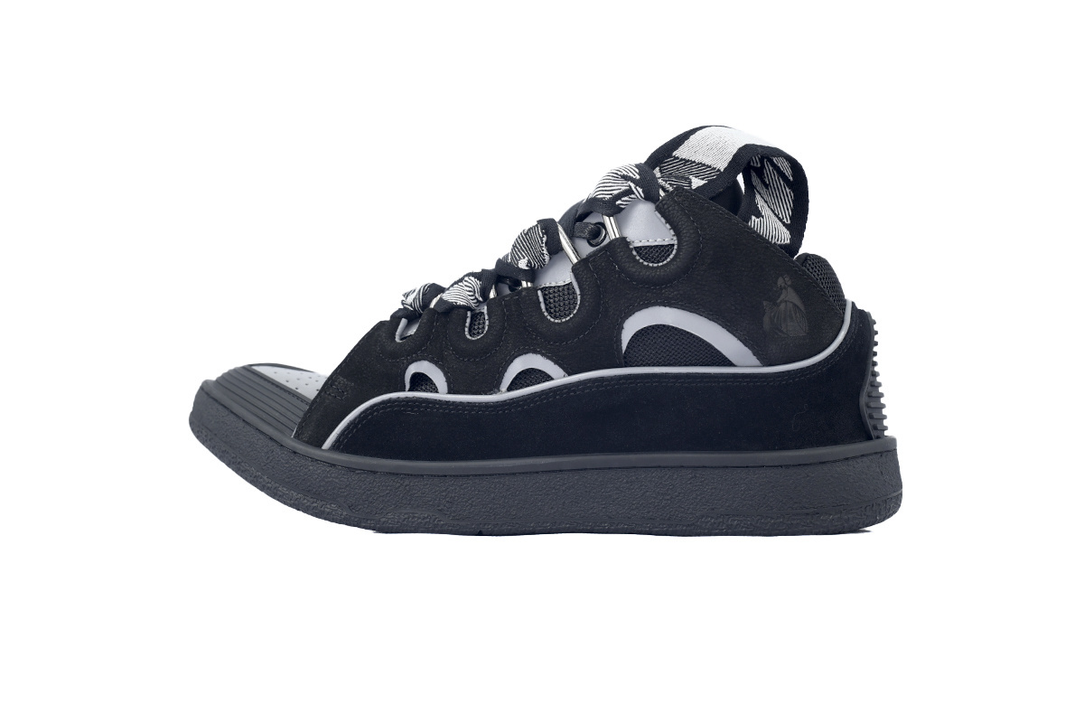 Lanvin Leather Curb Sneaker Black Grey