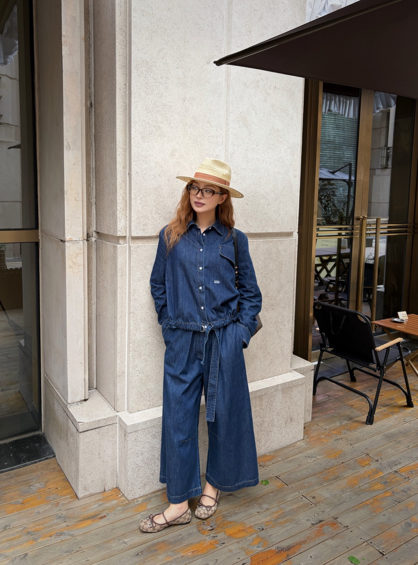 Loe New denim wide-leg pants