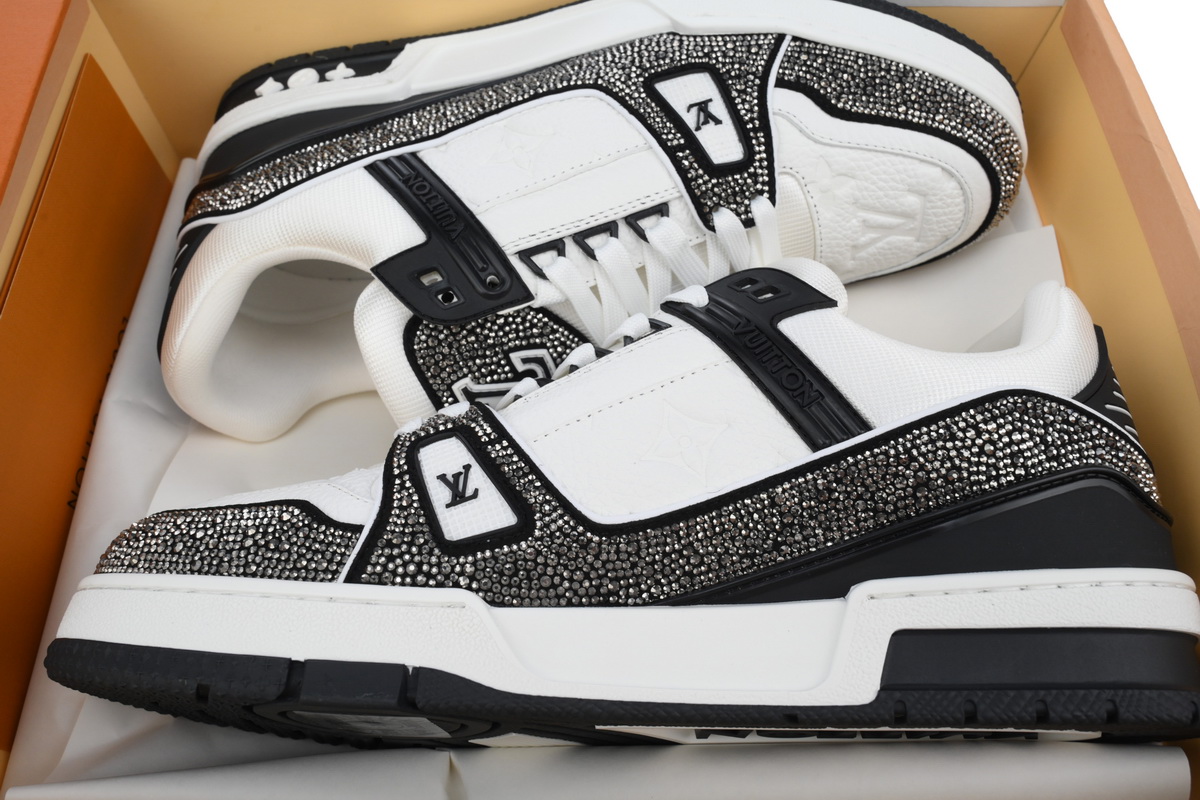 Pkkicks God Batch Louis Vuitton Trainer Black White Swarovski 1ABM08