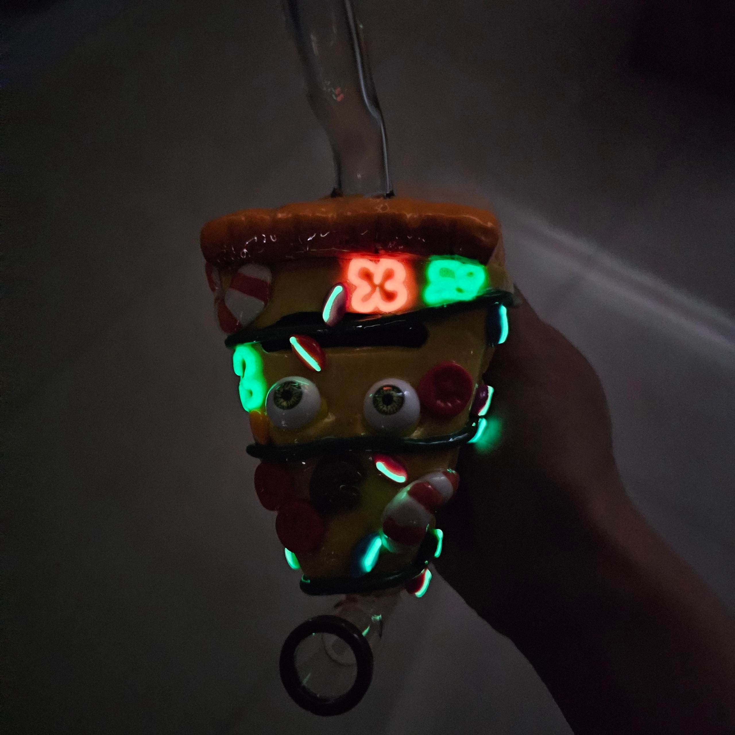 Pizza slice mini dab rig glow in dark