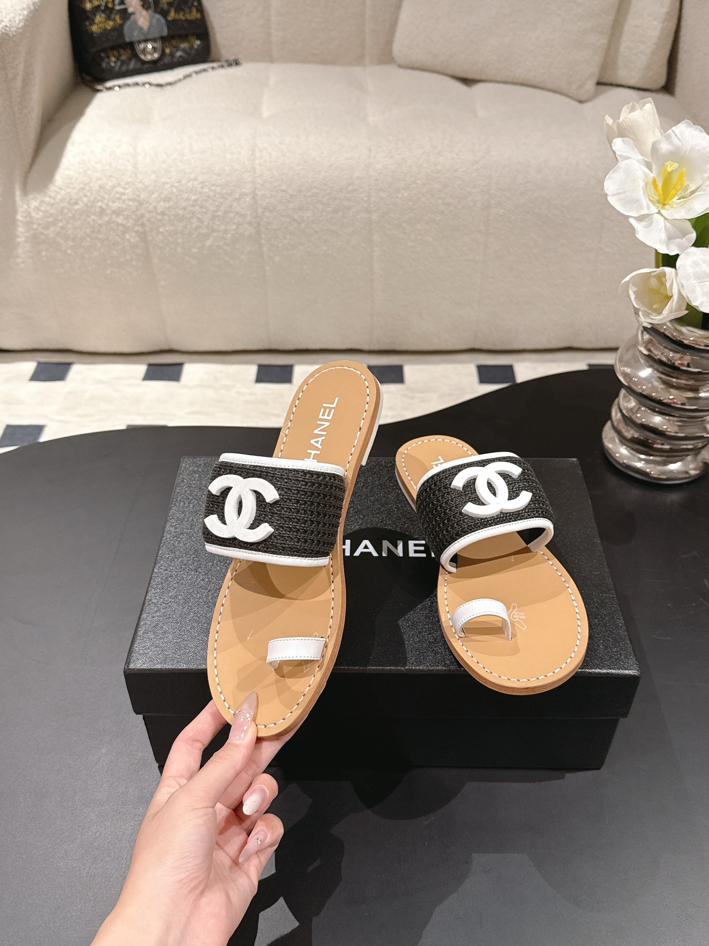 Chan New Straw slippers