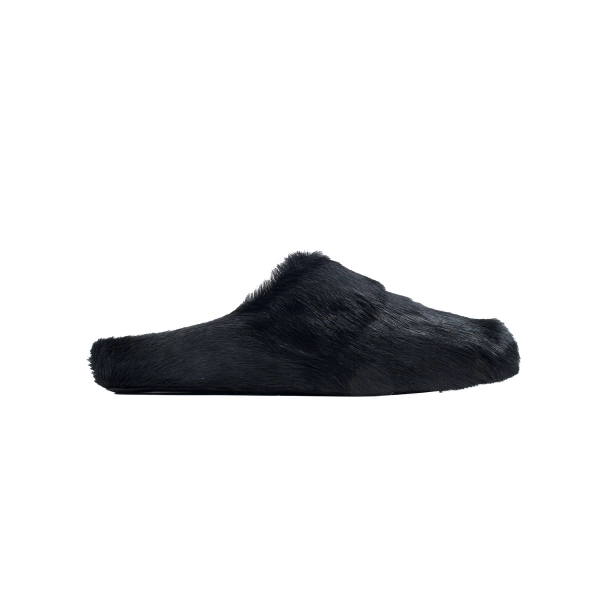 Marni Long-hair Calfskin Fussbett Sabot Black SBMR000600P412200N99