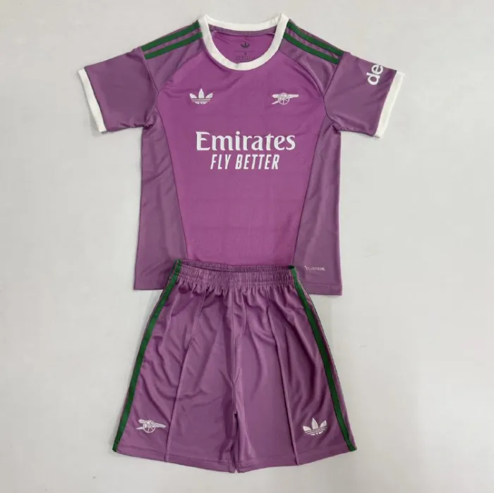 Kids Arsenal Green Purple Goalkeeper Suit 26/27
