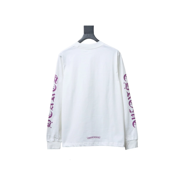Chrome Hearts Purple Neck Logo Long Sleeve T-Shirt White