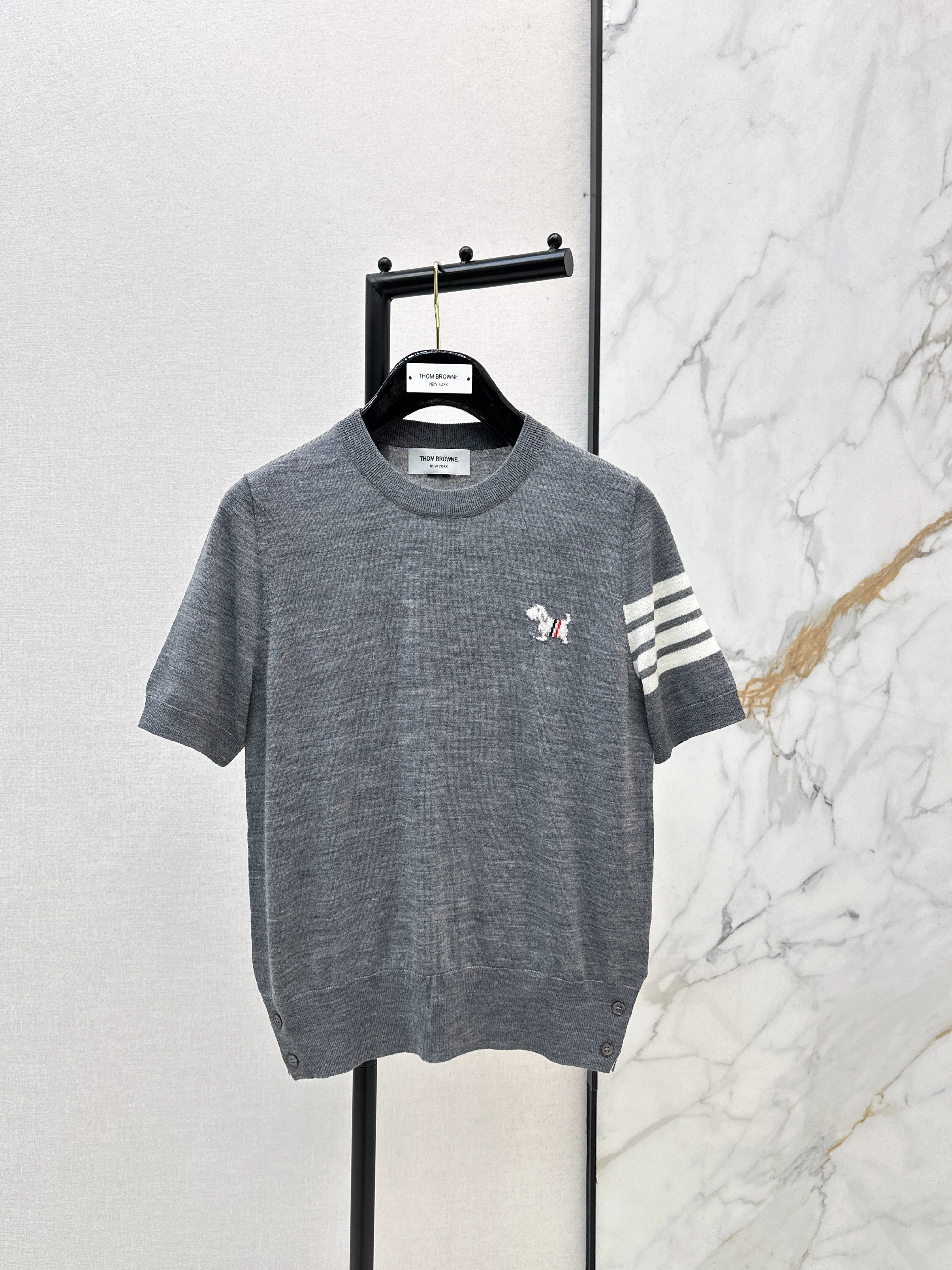 Thom NEW embroidery short sleeve knitwear