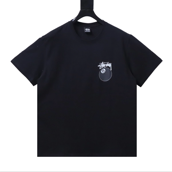 Stussy black 8-ball print short-sleeved  shirt black
