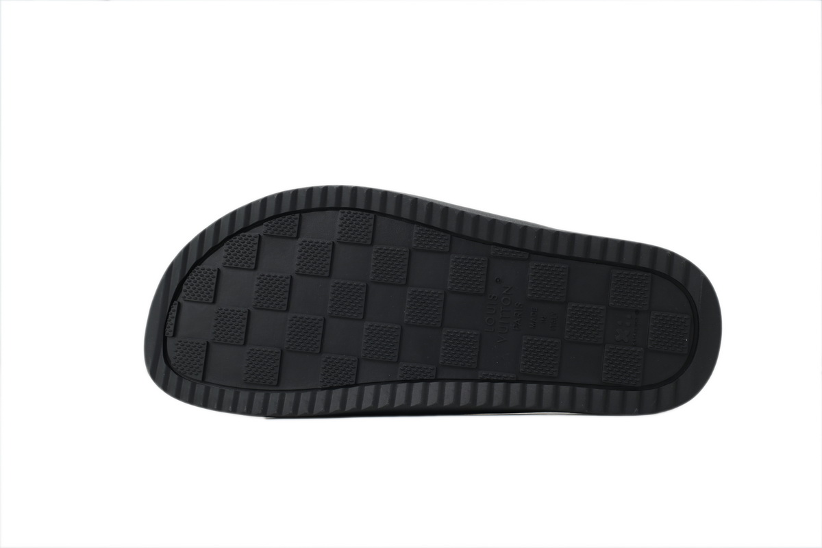 Pkkicks God Batch LOUIS VUITTON Slippers Black Denim Fabric