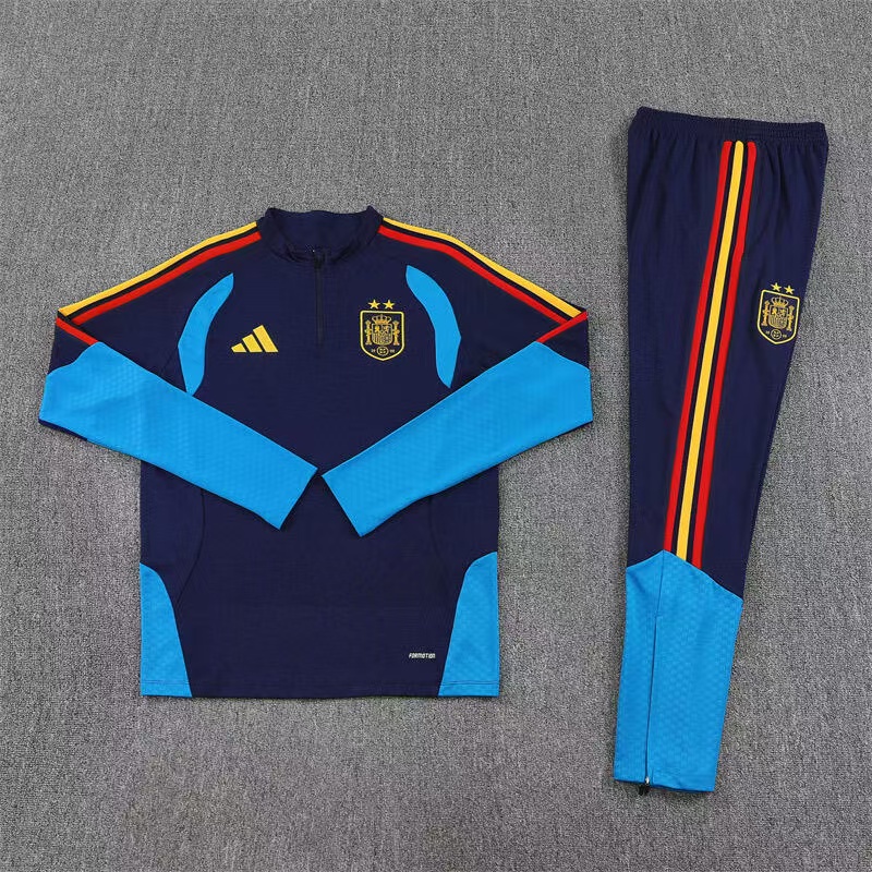Spain Windbreaker Hoodie Kit(Jacket+Pants) Navy 2026 (Two stars) 1:1 Thai Quality