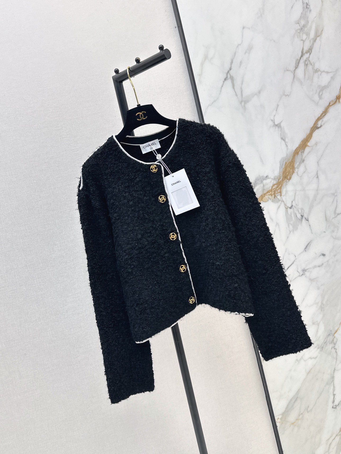 Chan New Color-Block Trim Knit Cardigan