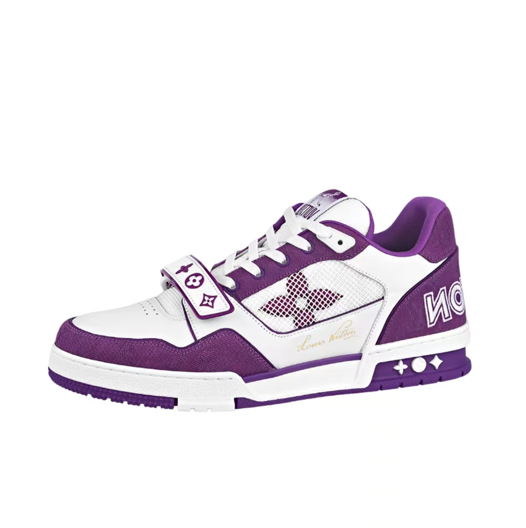 Pkkicks God Batch LOUIS VUITTON Trainer Monogram Strap White Purple