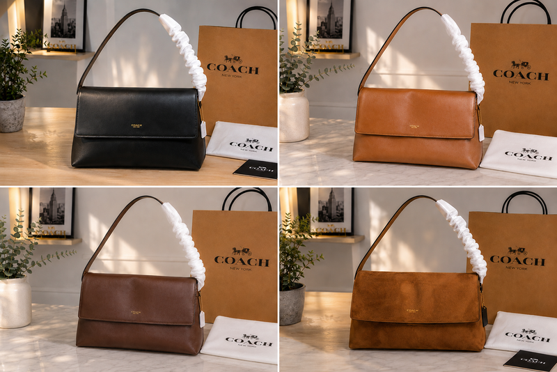 Coach Chelsea CDS62 Shoulder Bag, Natural Grain Leather & Suede, 14 inches