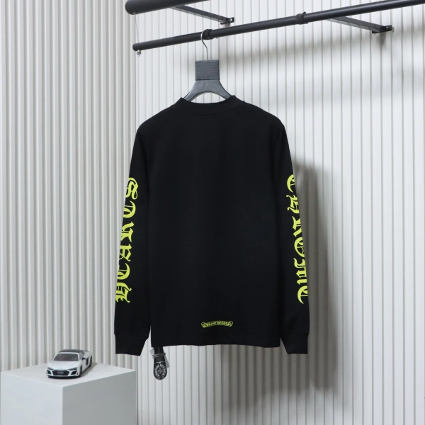 Chrome Hearts Yellow Neck Logo Long Sleeve T-Shirt Black