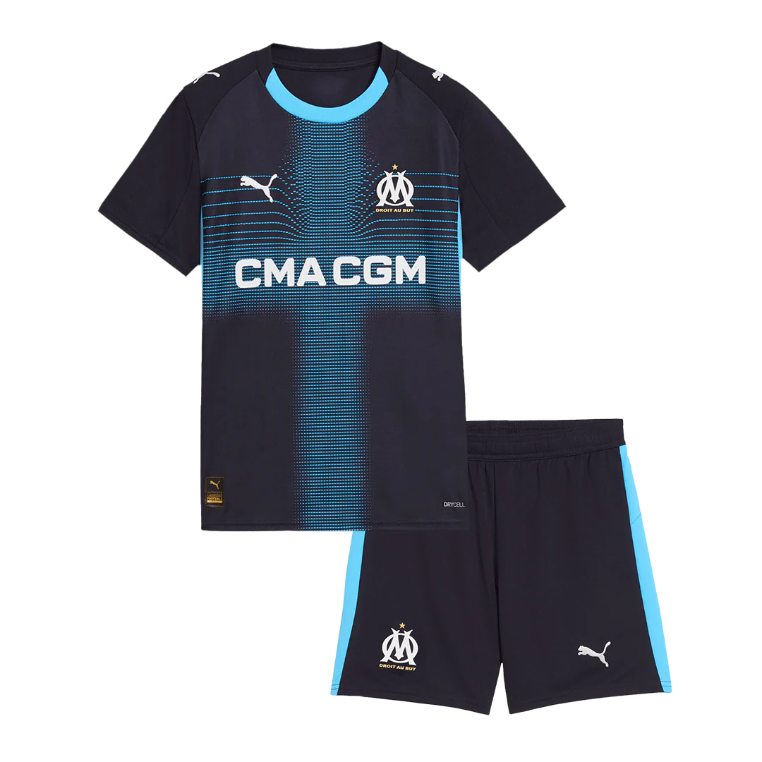 Marseille Kid's Away Kit - Jersey+Shorts 2025-26