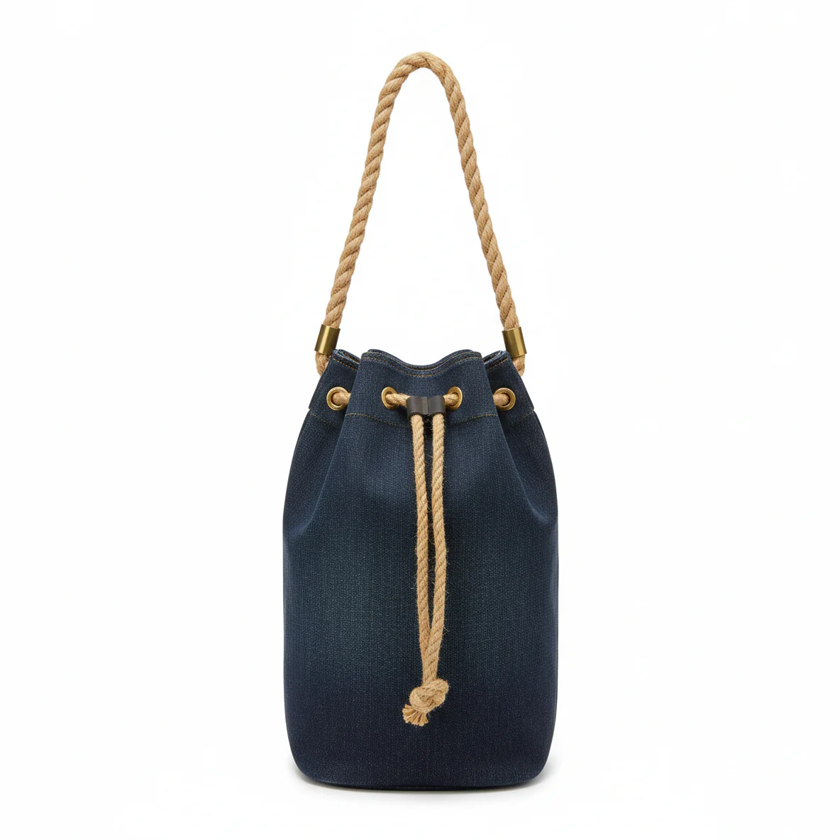 Navy Denim Bucket Bag