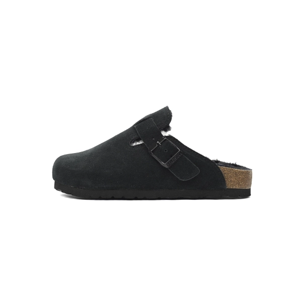 Birkenstock Boston Shearling Suede Leather Black 259881