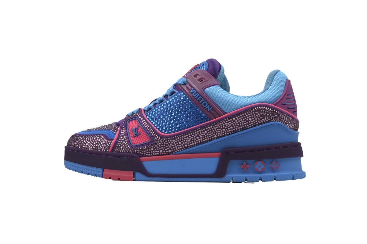 Pkkicks God Batch Louis Vuitton Blue LV Trainer Crystals