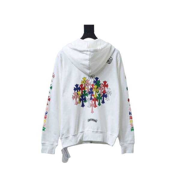 Chrome Hearts Colorful Cross Print Zipper Jacket White
