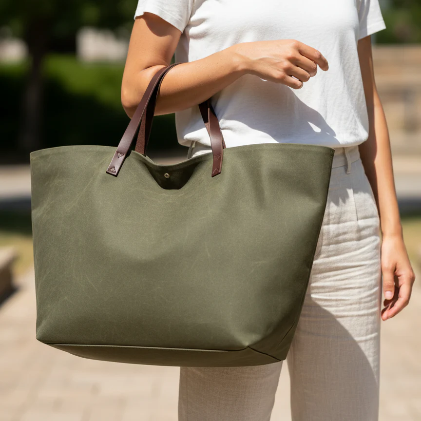 Olive Waxed Canvas Tote