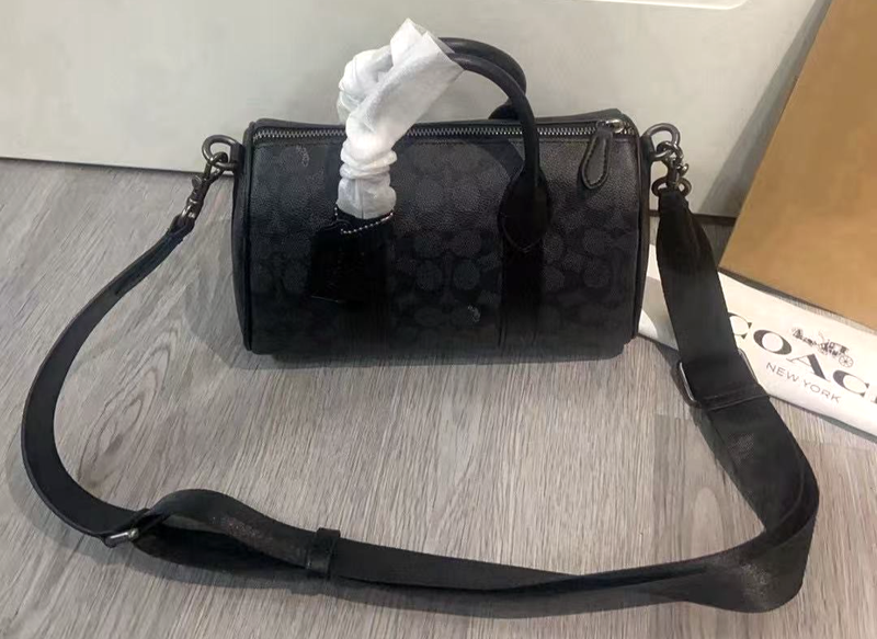 COACH CCF49 Compass Bag 25, Black Signature Canvas, Men's Crossbody Bag