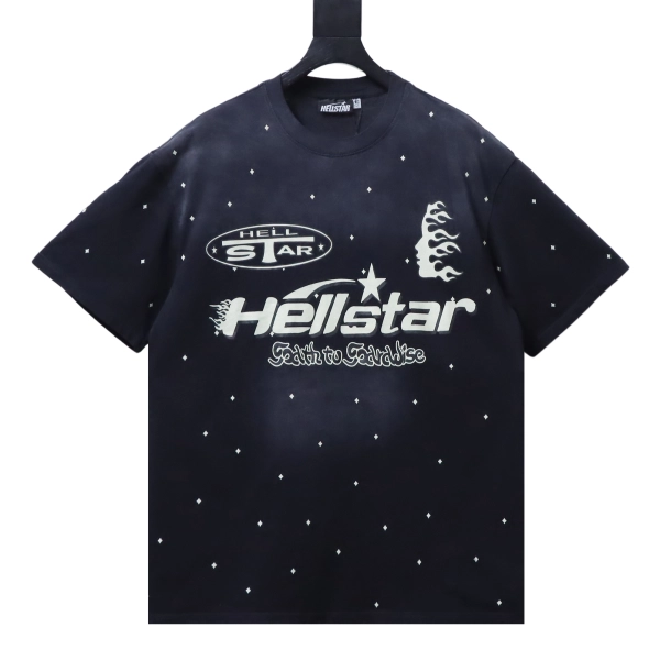 Hellstar Style Sequin Letter Print Short Sleeve Tee