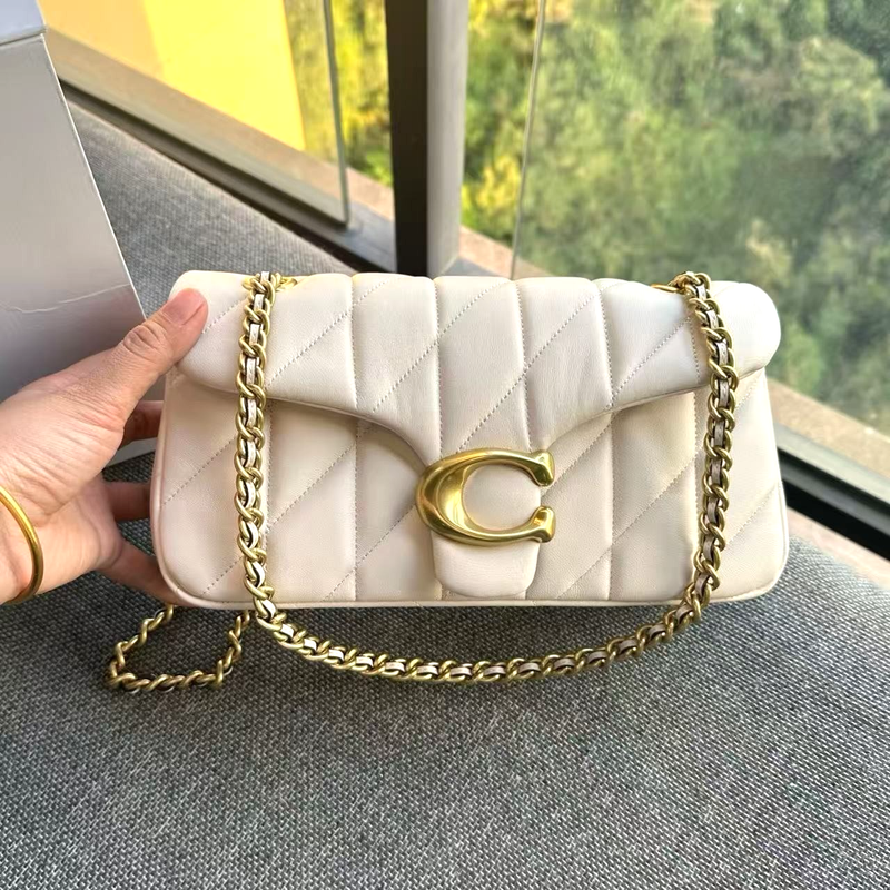 COACH Tabby Shoulder Bag 26 Pillow Quilted Chalk White Nappa Leather CP150 26 Pillow Quilted Chalk White Nappa Leather Shoulder Bag