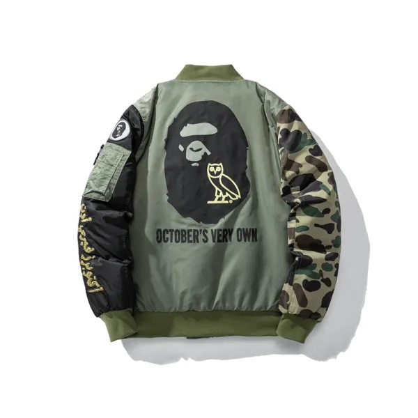 Bape x OVO Loose Fit MA-1 Jacket Olive Drab 1I73-141-902